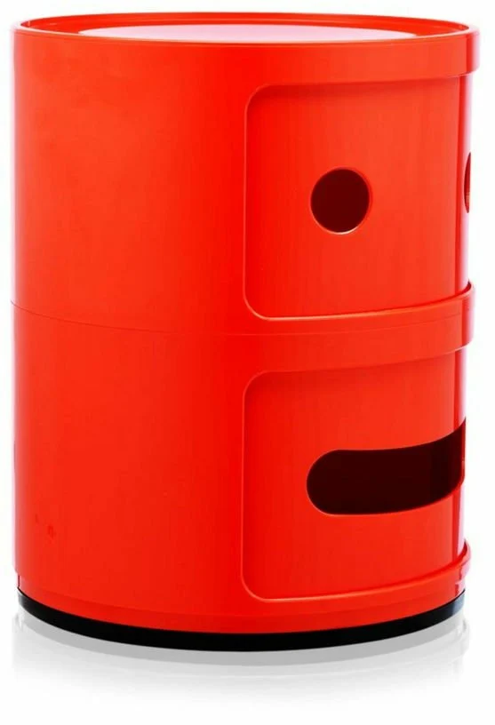 Table de chevet 2 tiroirs rouge Componibili Smile 2 - Kartell