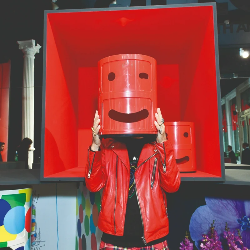 Table de chevet 2 tiroirs rouge Componibili Smile 2 - Kartell
