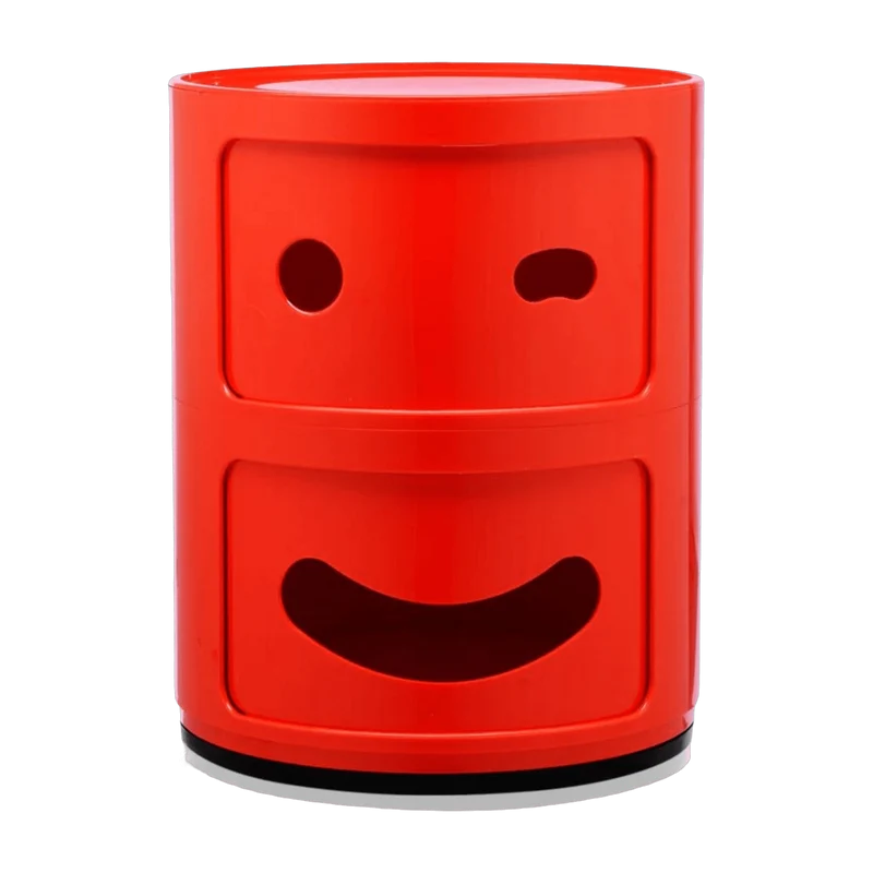Table de chevet 2 tiroirs rouge Componibili Smile occhiolino - Kartell