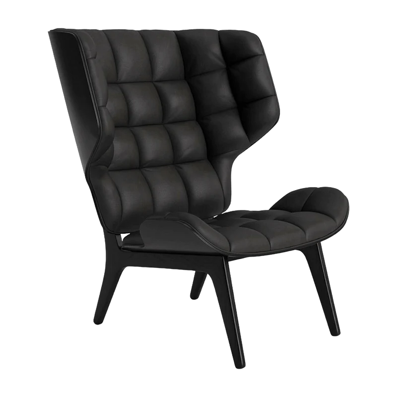 Fauteuil en chêne noir et rembourrage en cuir anthracite Mammoth - NORR11
