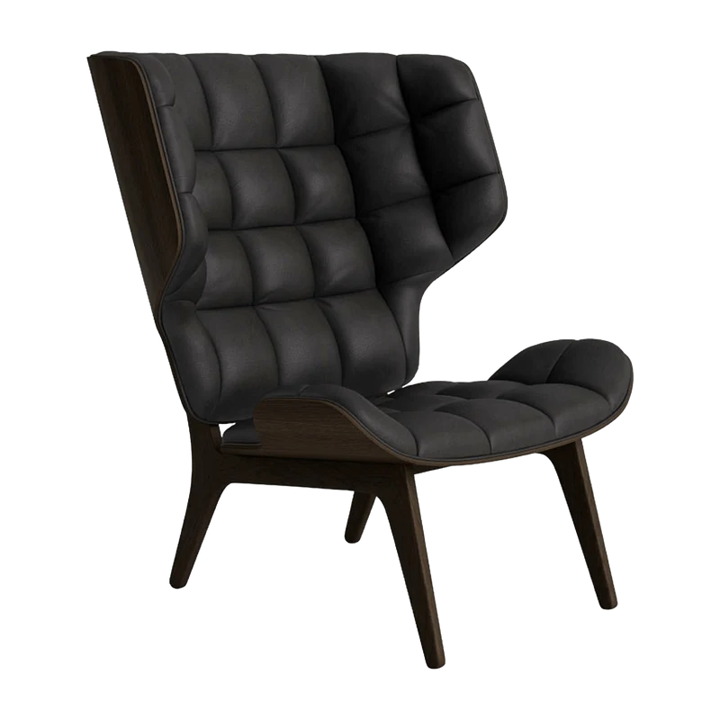 Fauteuil en chêne fumé et rembourrage en cuir anthracite Mammoth - NORR11