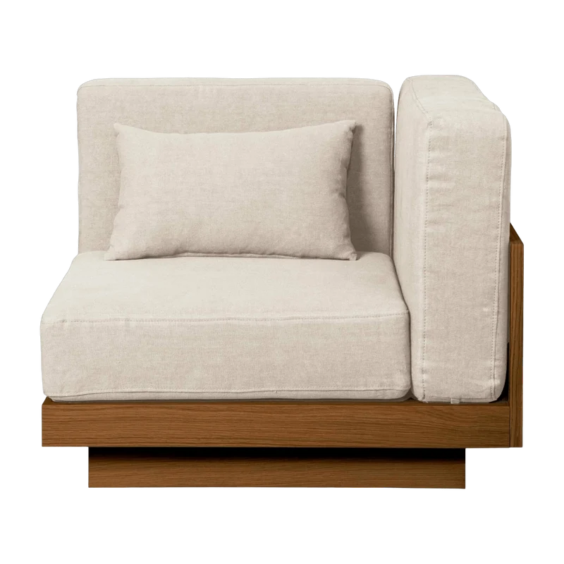 Fauteuil d'angle d'extérieur en Iroko et toile crème Georges - Gabrielle Paris