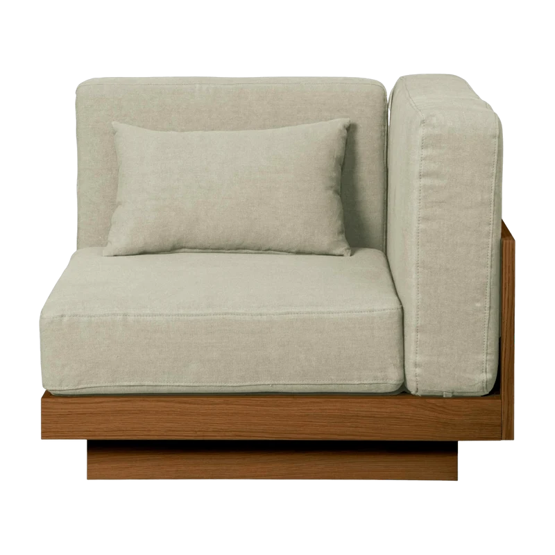 Fauteuil d'angle d'extérieur en Iroko et toile Naturel Georges - Gabrielle Paris