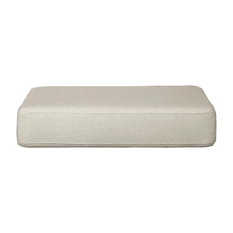 Pouf d'extérieur en Iroko et bouclette Crème Georges - Gabrielle Paris