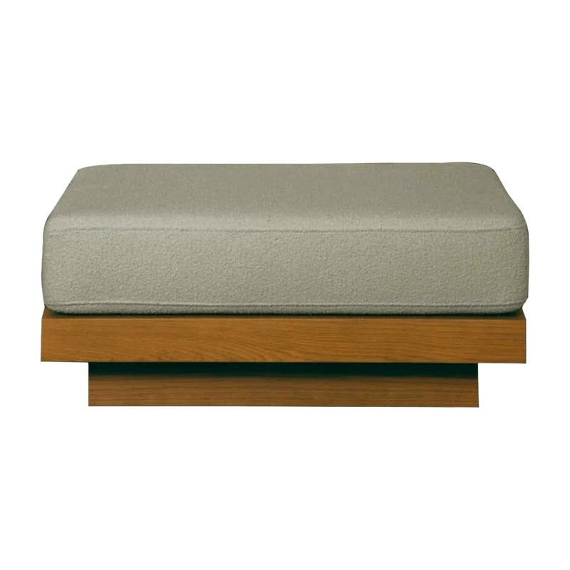 Pouf d'extérieur en Iroko et bouclette Naturel Georges - Gabrielle Paris