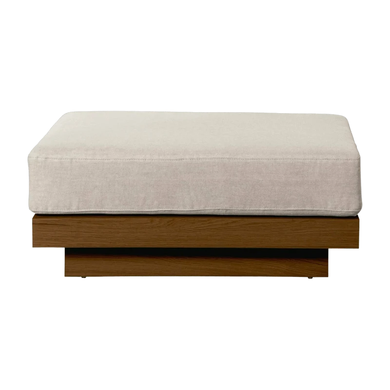 Pouf d'extérieur en Iroko et toile Crème Georges - Gabrielle Paris