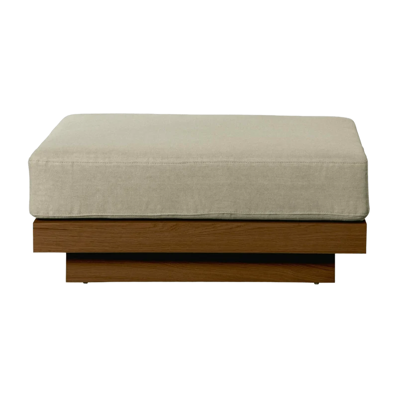Pouf d'extérieur en Iroko et toile Naturel Georges - Gabrielle Paris