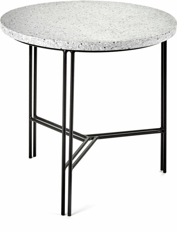 Table d'appoint noire et grise en terrazzo et métal 40 x 40 cm A. Sciortino - Serax