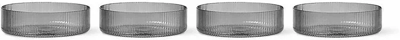 Set de 4 Bols de service en verre gris fumé Ripple - Ferm Living