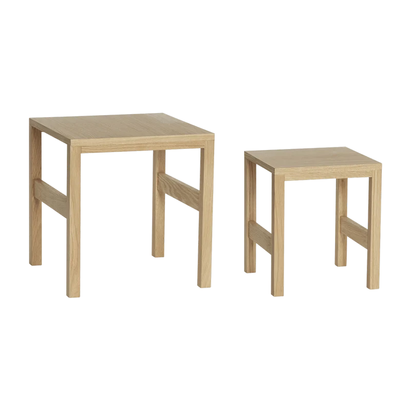 Tables carré en bois de chêne (lot de 2) Puzzle - Hübsch