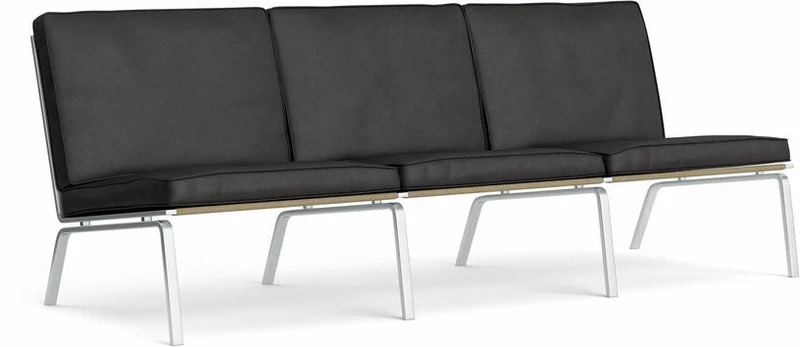 Canapé 3 places en acier et cuir anthracite Man - NORR11