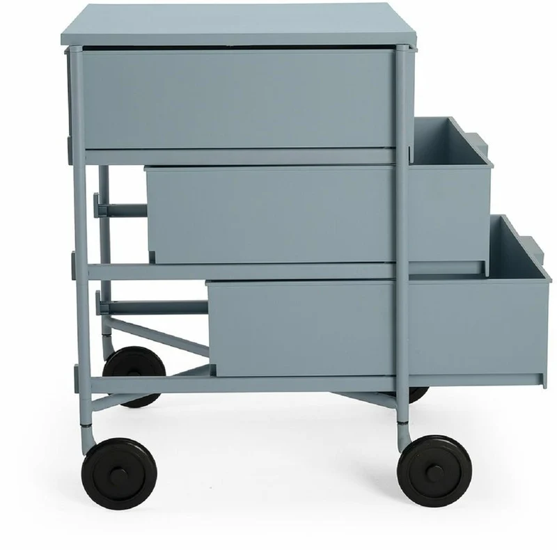 3 Caissons sur roulettes bleu MOBIL MAT - Kartell