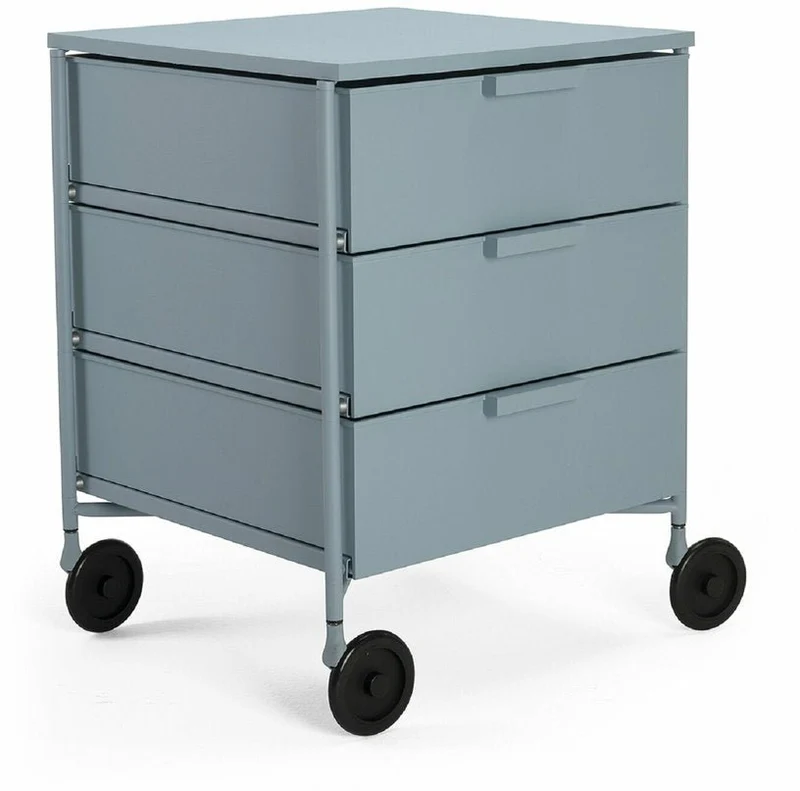 3 Caissons sur roulettes bleu MOBIL MAT - Kartell