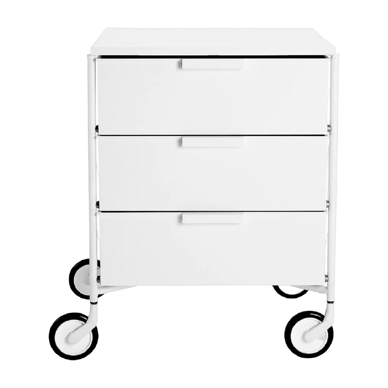 3 Caissons sur roulettes blanc MOBIL MAT - Kartell