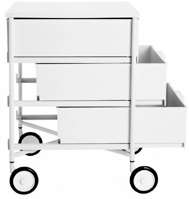 3 Caissons sur roulettes blanc MOBIL MAT - Kartell
