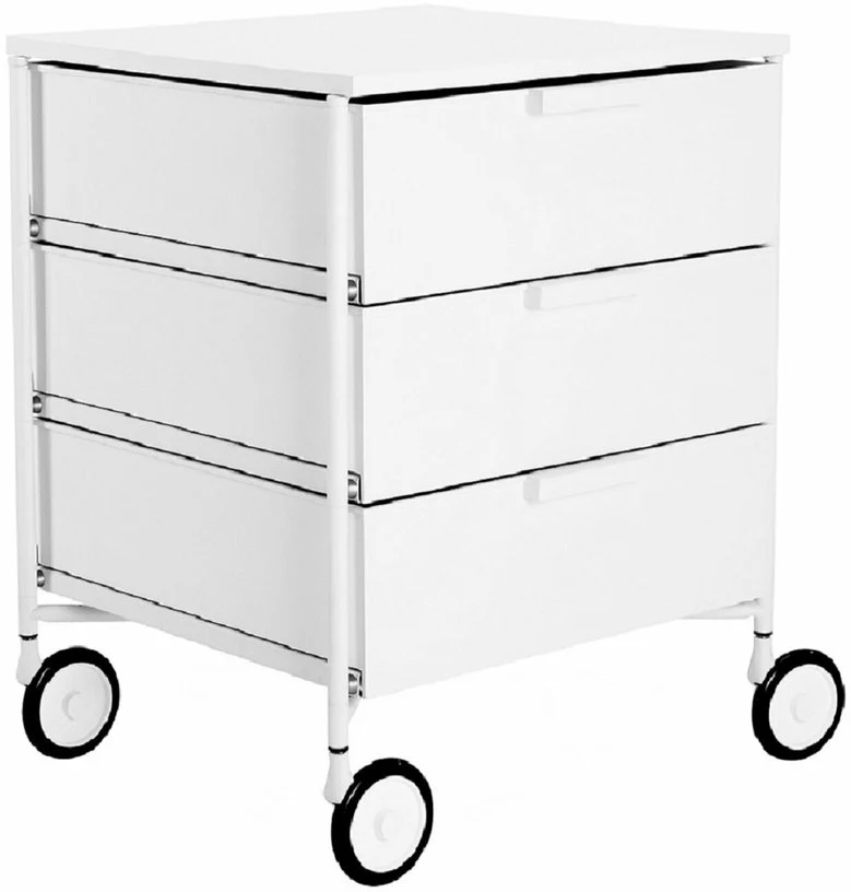 3 Caissons sur roulettes blanc MOBIL MAT - Kartell
