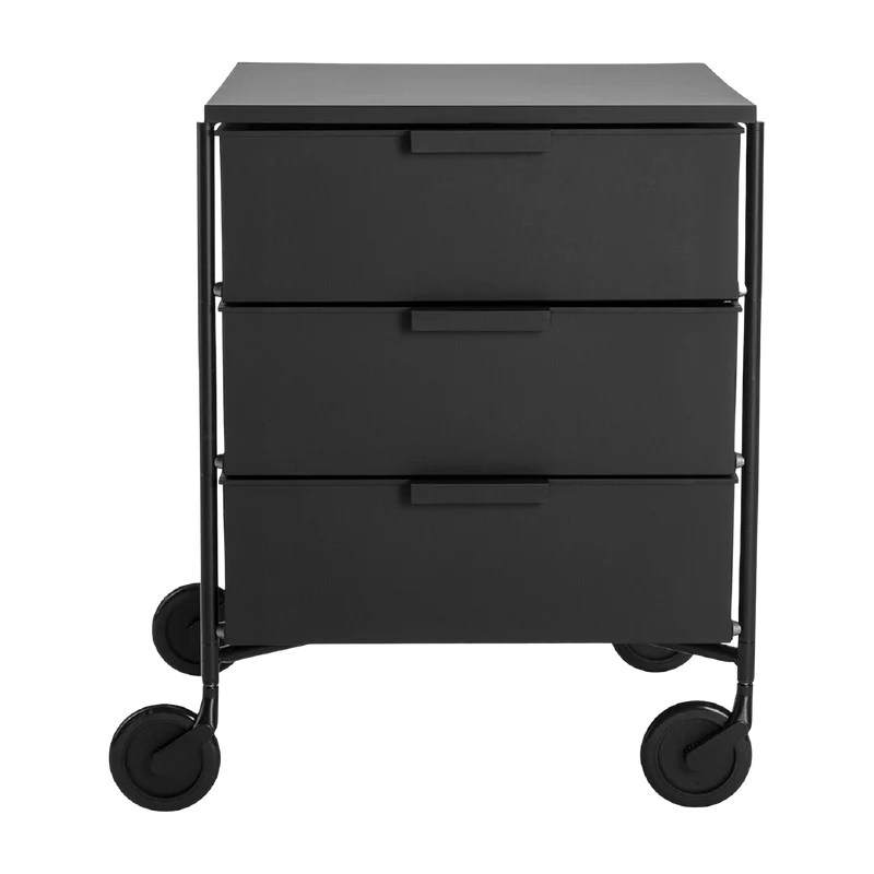 3 Caissons sur roulettes noir MOBIL MAT - Kartell