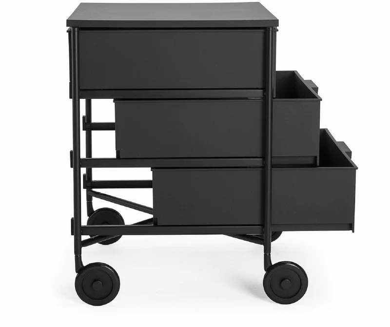 3 Caissons sur roulettes noir MOBIL MAT - Kartell