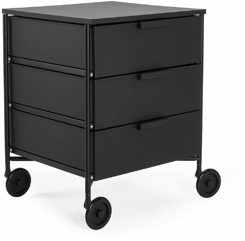 3 Caissons sur roulettes noir MOBIL MAT - Kartell