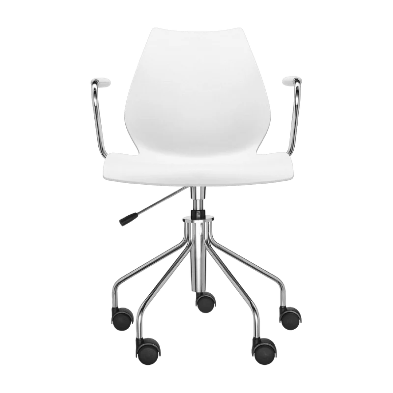Chaise à roulettes blanche avec accoudoirs Maui - Kartell