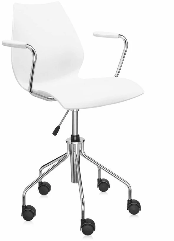 Chaise à roulettes blanche avec accoudoirs Maui - Kartell