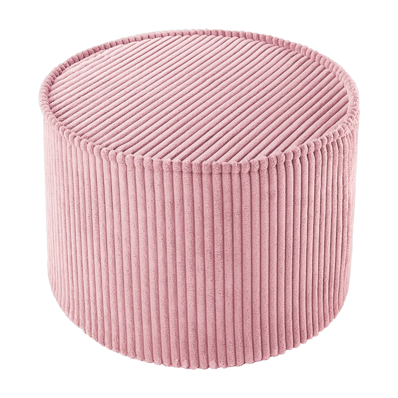 Pouf rond en velours côtelé rose 25 x 40 cm - Wigiwama