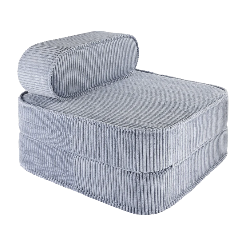 Fauteuil pliable en velours côtelé bleu blueberry 150 x 60 cm - Wigiwama