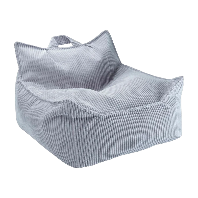 Pouf fauteuil en velours côtelé bleu blueberry 80 x 70 cm - Wigiwama