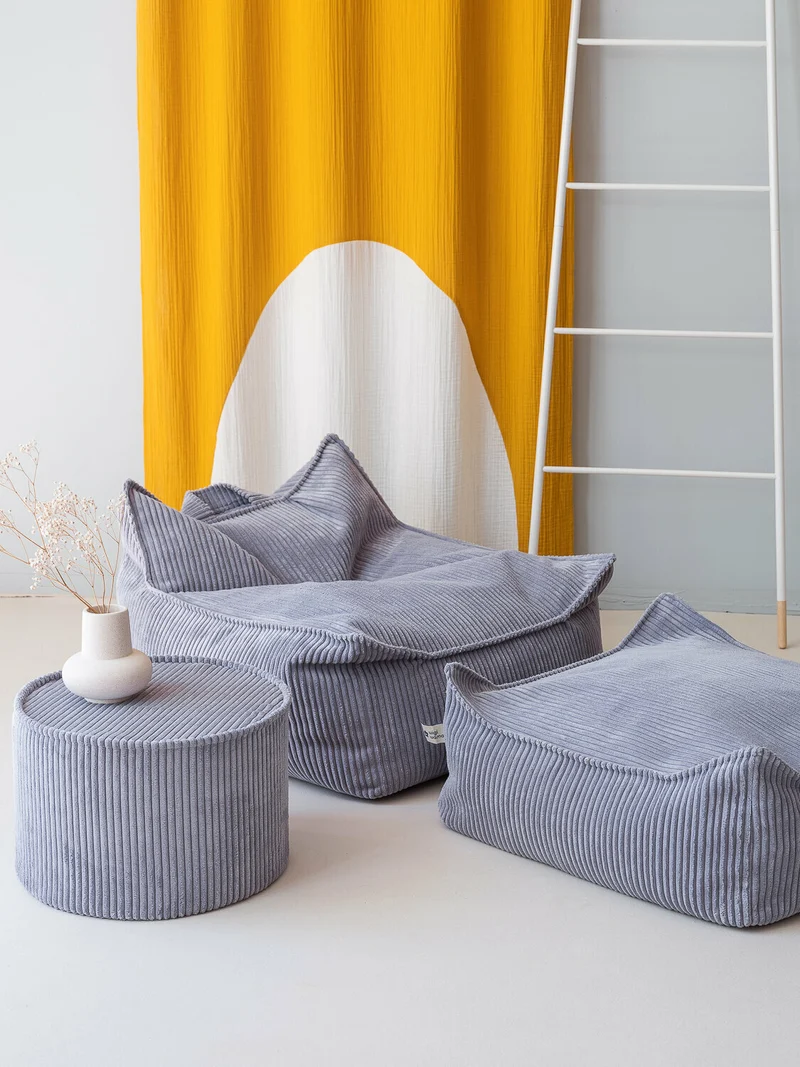 Pouf fauteuil en velours côtelé bleu blueberry 80 x 70 cm - Wigiwama