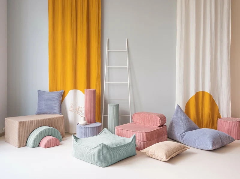 Pouf fauteuil en velours côtelé vert menthe poivrée 80 x 70 cm - Wigiwama