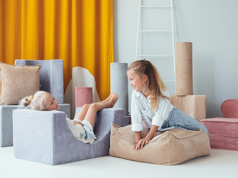 Pouf fauteuil en velours côtelé vert menthe poivrée 80 x 70 cm - Wigiwama