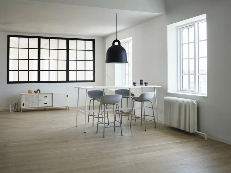 Table de bar en stratifié et laiton blanc 190 x 90 cm Union blanc - Normann Copenhagen