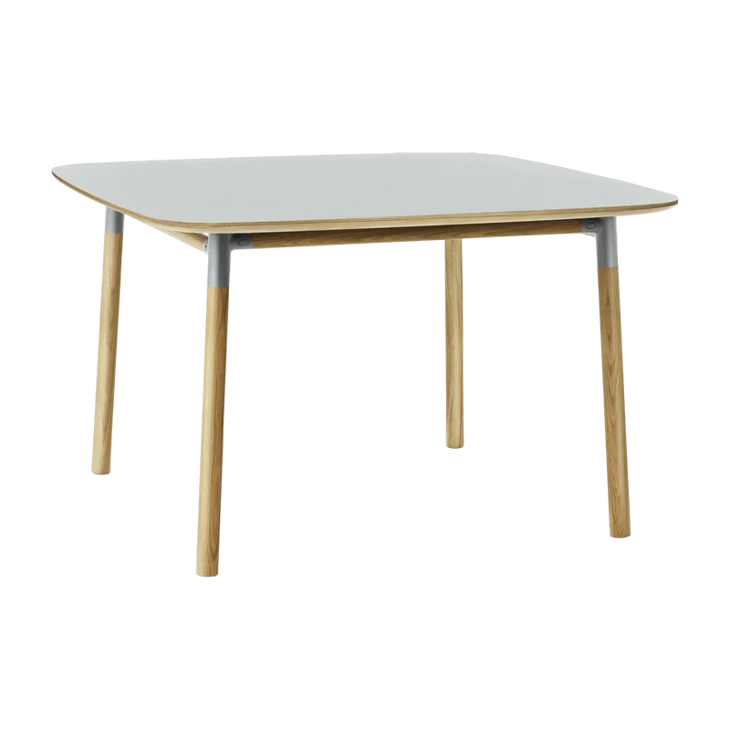 Table à manger carrée en chêne et lino gris 120 x 120 cm Form - Normann Copenhagen