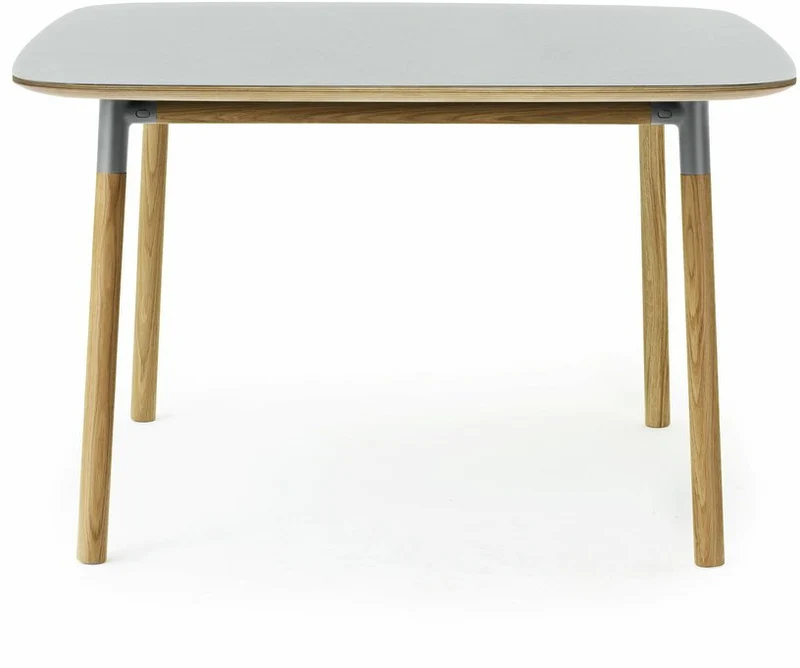 Table à manger carrée en chêne et lino gris 120 x 120 cm Form - Normann Copenhagen