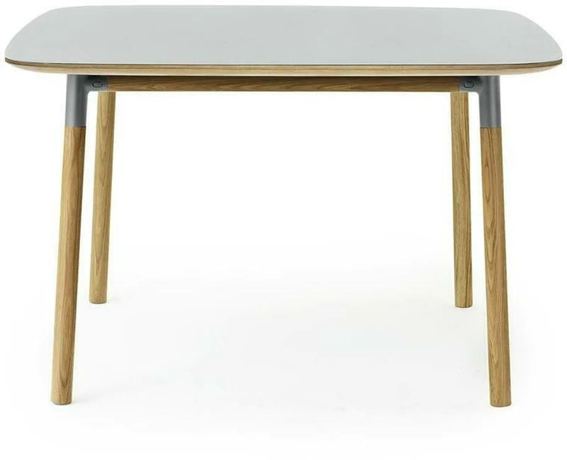 Table à manger carrée en chêne et lino gris 120 x 120 cm Form - Normann Copenhagen