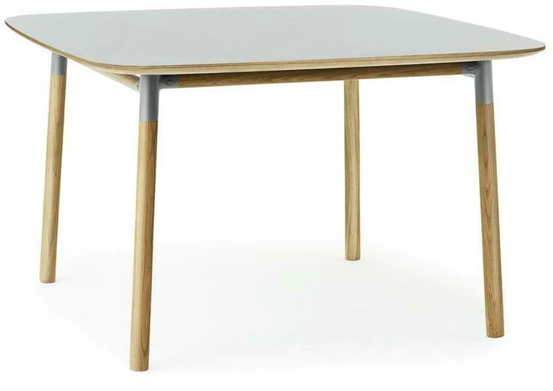 Table à manger carrée en chêne et lino gris 120 x 120 cm Form - Normann Copenhagen