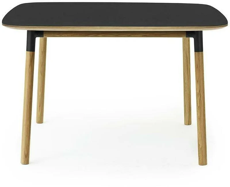 Table à manger carrée en chêne et lino noir 120 x 120 cm Form - Normann Copenhagen