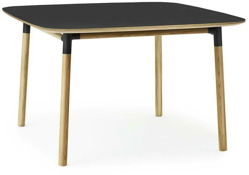 Table à manger carrée en chêne et lino noir 120 x 120 cm Form - Normann Copenhagen
