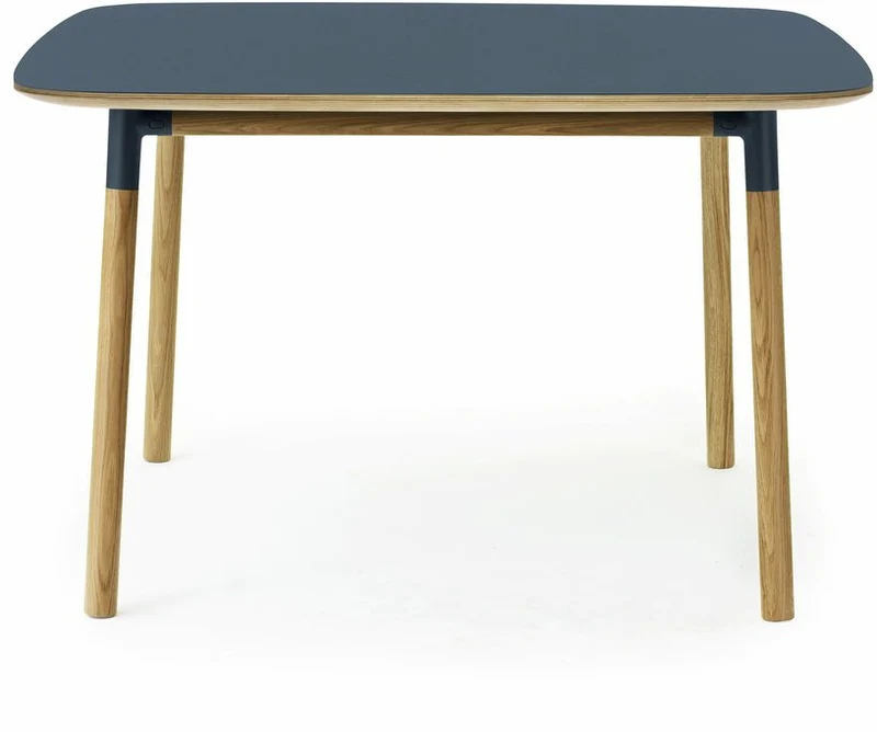 Table à manger carrée en chêne et lino bleu 120 x 120 cm Form - Normann Copenhagen