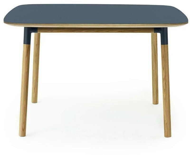 Table à manger carrée en chêne et lino bleu 120 x 120 cm Form - Normann Copenhagen
