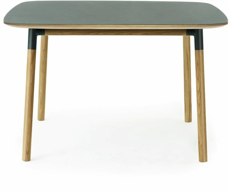 Table à manger carrée en chêne et lino vert 120 x 120 cm Form - Normann Copenhagen