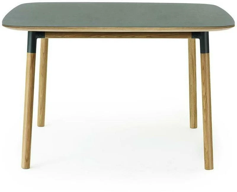 Table à manger carrée en chêne et lino vert 120 x 120 cm Form - Normann Copenhagen