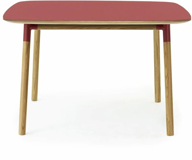 Table à manger carrée en chêne et lino rouge 120 x 120 cm Form - Normann Copenhagen