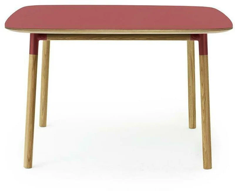 Table à manger carrée en chêne et lino rouge 120 x 120 cm Form - Normann Copenhagen