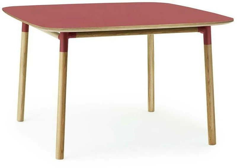 Table à manger carrée en chêne et lino rouge 120 x 120 cm Form - Normann Copenhagen