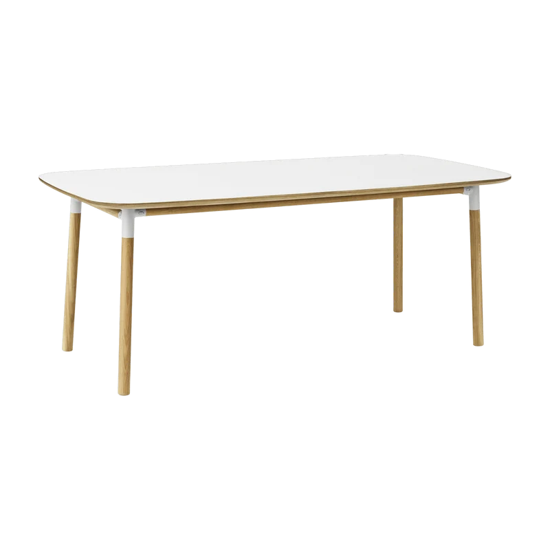 Table à manger rectangulaire en chêne et stratifié blanc 95 x 200 cm Form - Normann Copenhagen