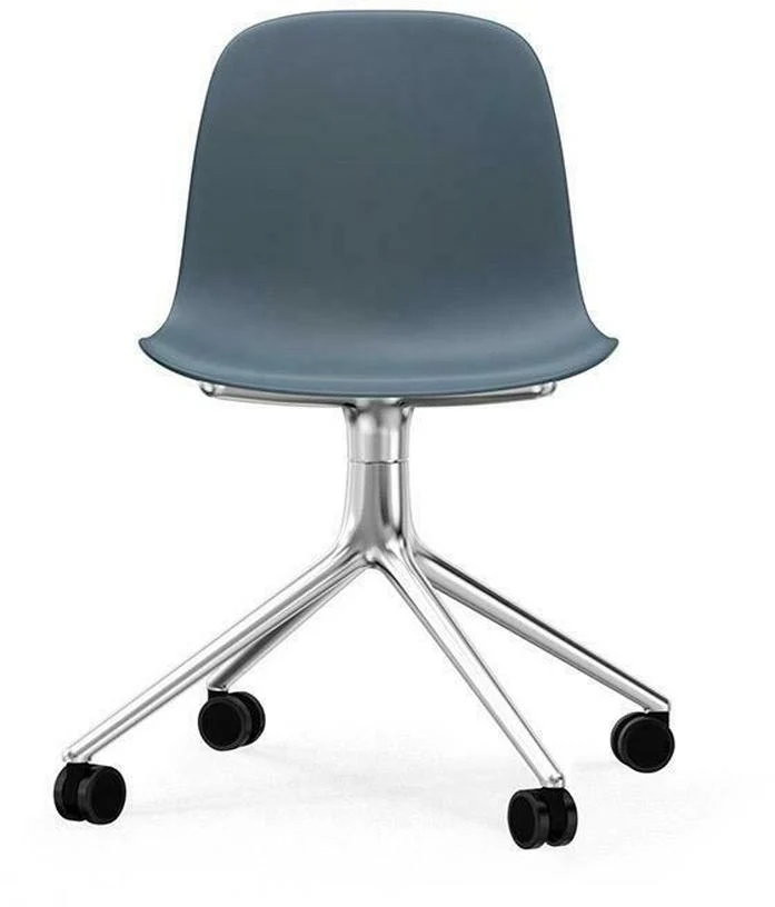 Chaise de bureau à roulettes en polypropylène bleue Swivel 4W bleu - Normann Copenhagen