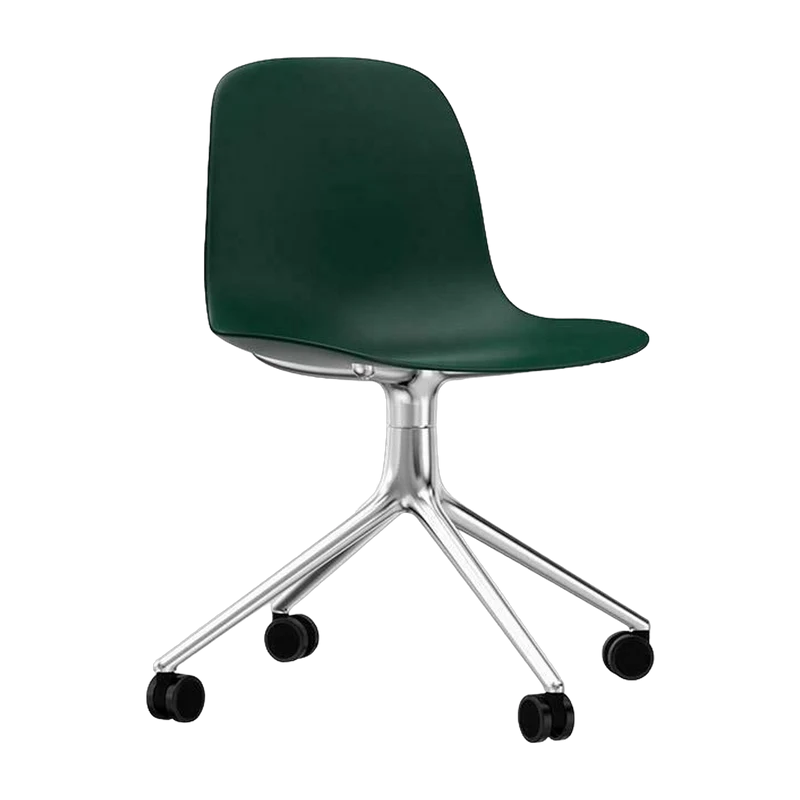 Chaise de bureau à roulettes en polypropylène verte Swivel 4W vert - Normann Copenhagen