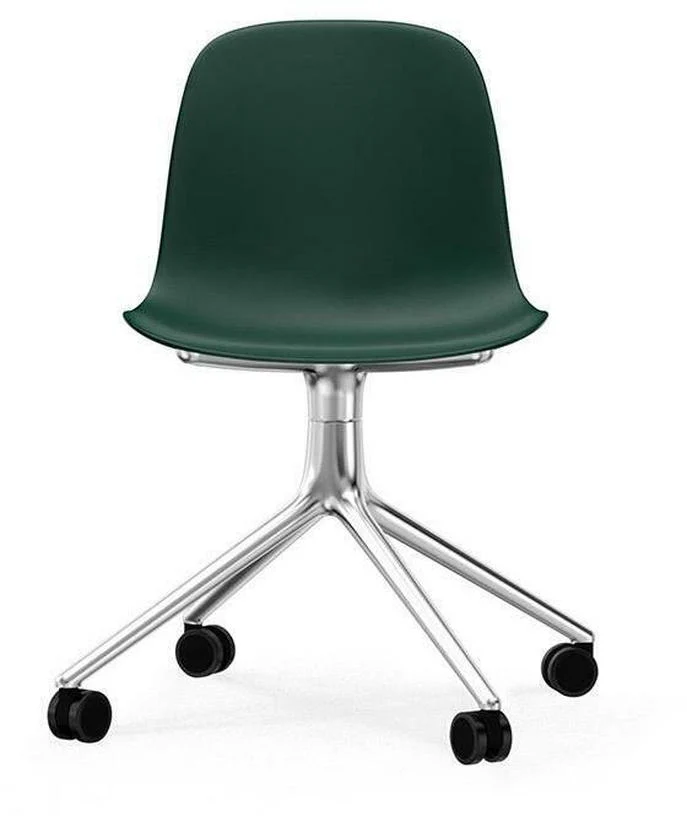 Chaise de bureau à roulettes en polypropylène verte Swivel 4W vert - Normann Copenhagen