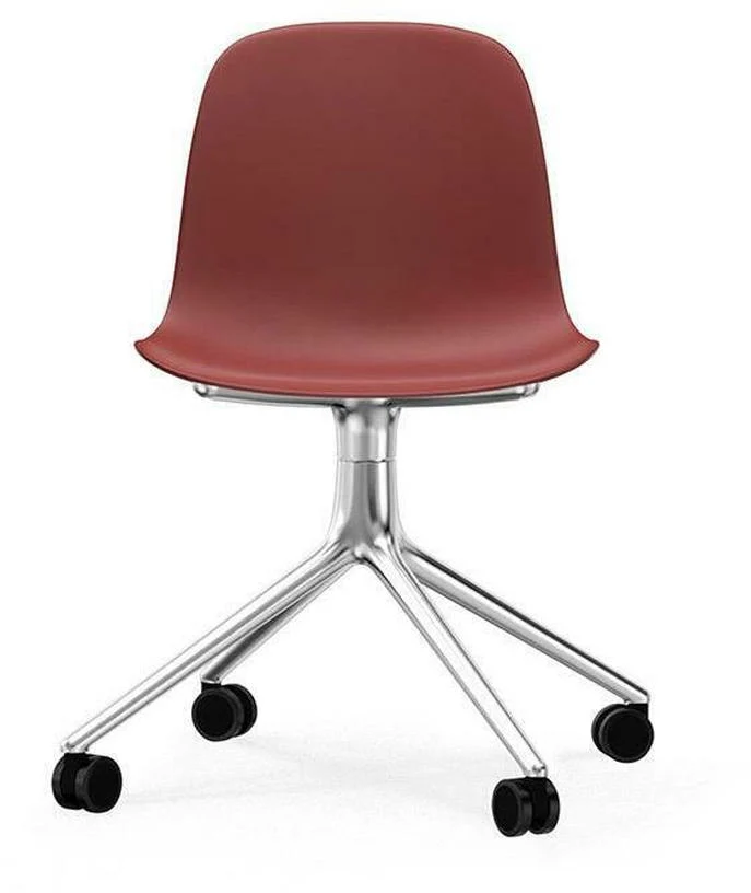 Chaise de bureau à roulettes en polypropylène rouge Swivel 4W rouge - Normann Copenhagen